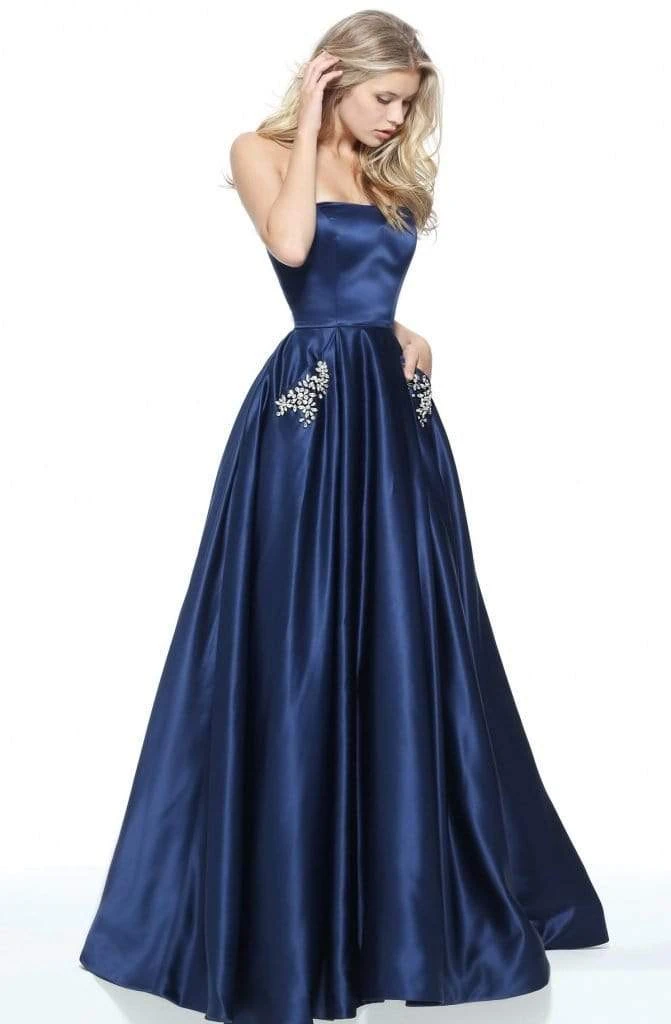 Sherri Hill - 50812 Strapless A Line Satin Dress With Beaded Pockets 4 Sherri Hill - 50812 Strapless A Line Satin Dress With Beaded Pockets