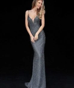 Sherri Hill - 50860 Fully Beaded Deep V-neck Sheath Dress 14 Sherri Hill - 50860 Fully Beaded Deep V-neck Sheath Dress