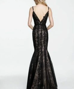 Sherri Hill - 50938 Long Plunging Lace Fitted Trumpet Dress 9 Sherri Hill - 50938 Long Plunging Lace Fitted Trumpet Dress