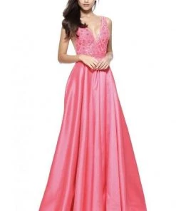 Sherri Hill - 50964 Embellished Deep V-Neck A-Line Gown