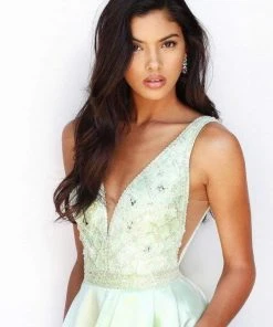 Sherri Hill - 50964 Embellished Deep V-Neck A-Line Gown