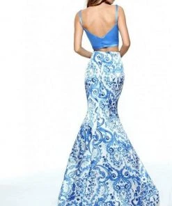 Sherri Hill - 51015 Two Piece Bateau Printed Mermaid Dress
