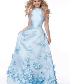 Sherri Hill - 51116 Long Floral Appliqued Pageant A Line Dress