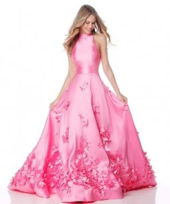 Sherri Hill - 51116 Long Floral Appliqued Pageant A Line Dress