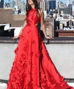 Sherri Hill - 51116 Long Floral Appliqued Pageant A Line Dress