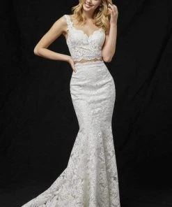 Sherri Hill - 51192 Two-Piece Metallic Lace Mermaid Dress