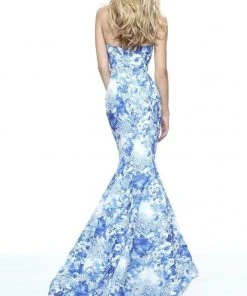 Sherri Hill - 51198 Strapless Printed Mermaid Dress With Train