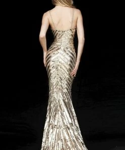 Sherri Hill - 51206 Sleeveless V Neck Fitted Beaded And Sequined Dress