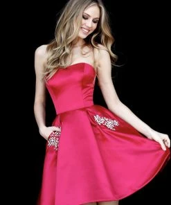 Sherri Hill - 51390 Strapless Satin Short A Line Dress