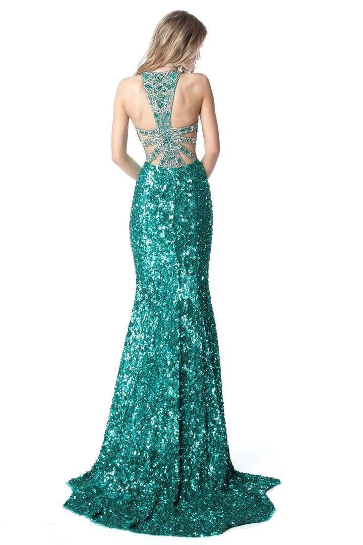 Sherri Hill - 51430 Sequined Halter Trumpet Dress With Train 4 Sherri Hill - 51430 Sequined Halter Trumpet Dress With Train