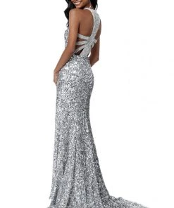 Sherri Hill - 51430 Sequined Halter Trumpet Dress With Train 19 Sherri Hill - 51430 Sequined Halter Trumpet Dress With Train