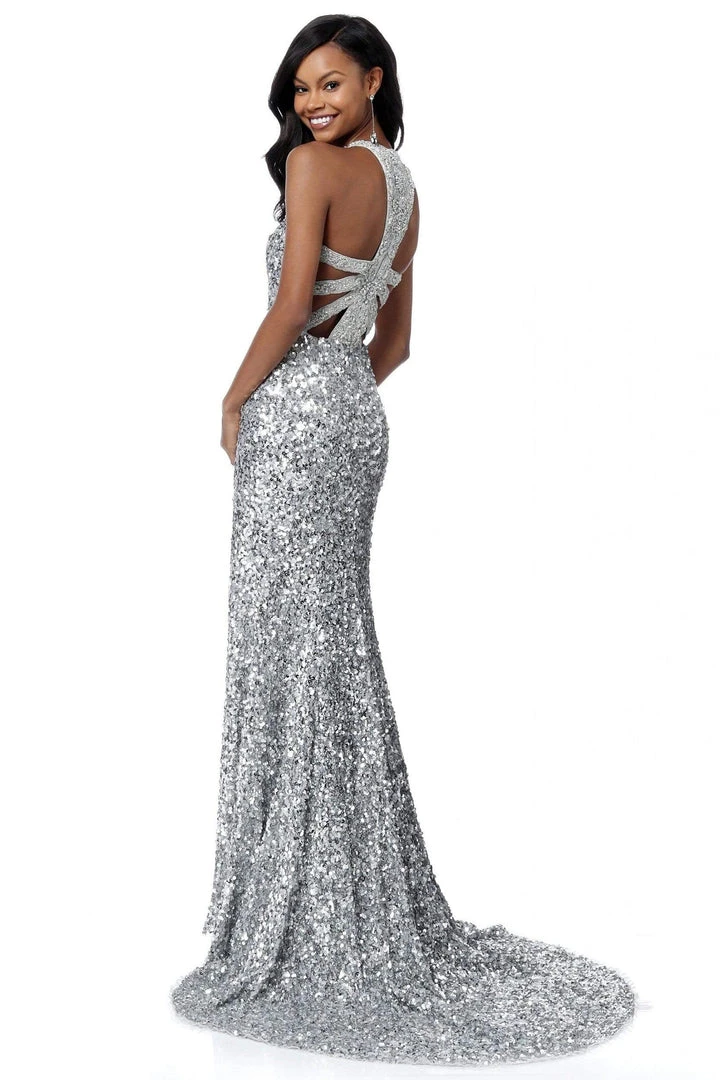 Sherri Hill - 51430 Sequined Halter Trumpet Dress With Train 11 Sherri Hill - 51430 Sequined Halter Trumpet Dress With Train