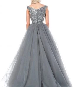 Sherri Hill - 51447 Embellished Wide V-neck Ballgown