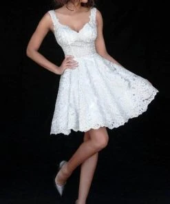 Sherri Hill - 51521 Short Sweetheart Metallic Lace A Line Dress