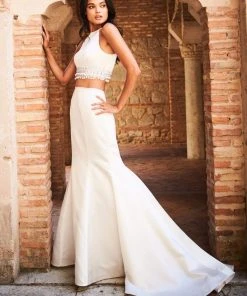 Sherri Hill - 51581 Two Piece Halter Satin Mermaid Dress