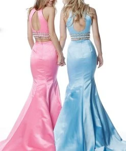 Sherri Hill - 51581 Two Piece Halter Satin Mermaid Dress