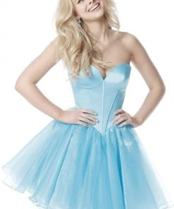 Sherri Hill - 51582 Short Satin Sweetheart Organza A-line Dress 11 Sherri Hill - 51582 Short Satin Sweetheart Organza A-line Dress