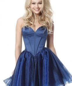 Sherri Hill - 51582 Short Satin Sweetheart Organza A-line Dress