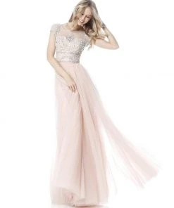 Sherri Hill - 51603 Cap Sleeve Beaded Illusion Bateau Dress