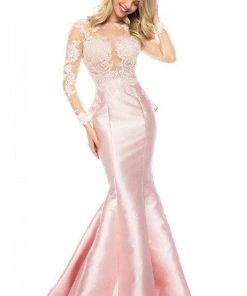 Sherri Hill - 51606 Long Sleeve Lace Mikado Mermaid Dress