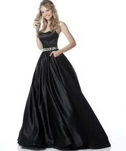 Sherri Hill - 51609 Strapless Satin Ballgown With Jewel Encrusted Belt