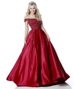 Sherri Hill - 51610 Beaded Satin Off The Shoulder Long Dress 16 Sherri Hill - 51610 Beaded Satin Off The Shoulder Long Dress
