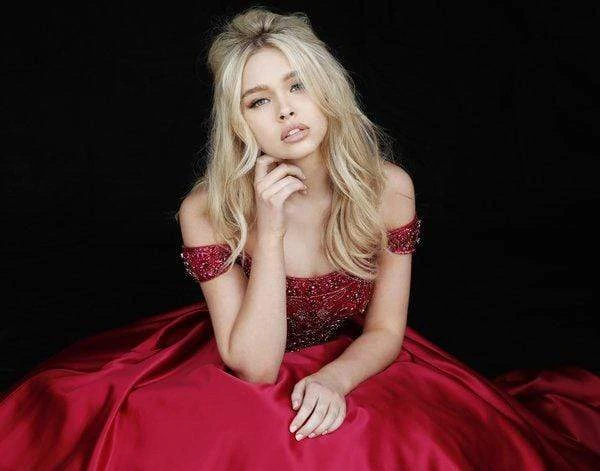 Sherri Hill - 51610 Beaded Satin Off The Shoulder Long Dress 5 Sherri Hill - 51610 Beaded Satin Off The Shoulder Long Dress