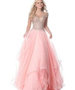 Sherri Hill - 51614 Lace Appliqued Corset Tiered A Line Dress