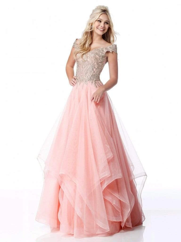 Sherri Hill - 51614 Lace Appliqued Corset Tiered A Line Dress 4 Sherri Hill - 51614 Lace Appliqued Corset Tiered A Line Dress