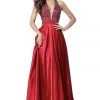 Sherri Hill - 51636 Plunging V-Neck Notched A Line Dress