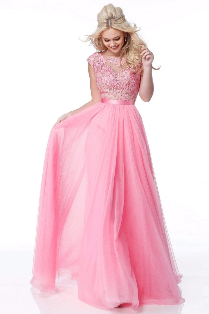 Sherri Hill - 51638 Lace Appliqued Illusion Bodice Long Dress 7 Sherri Hill - 51638 Lace Appliqued Illusion Bodice Long Dress