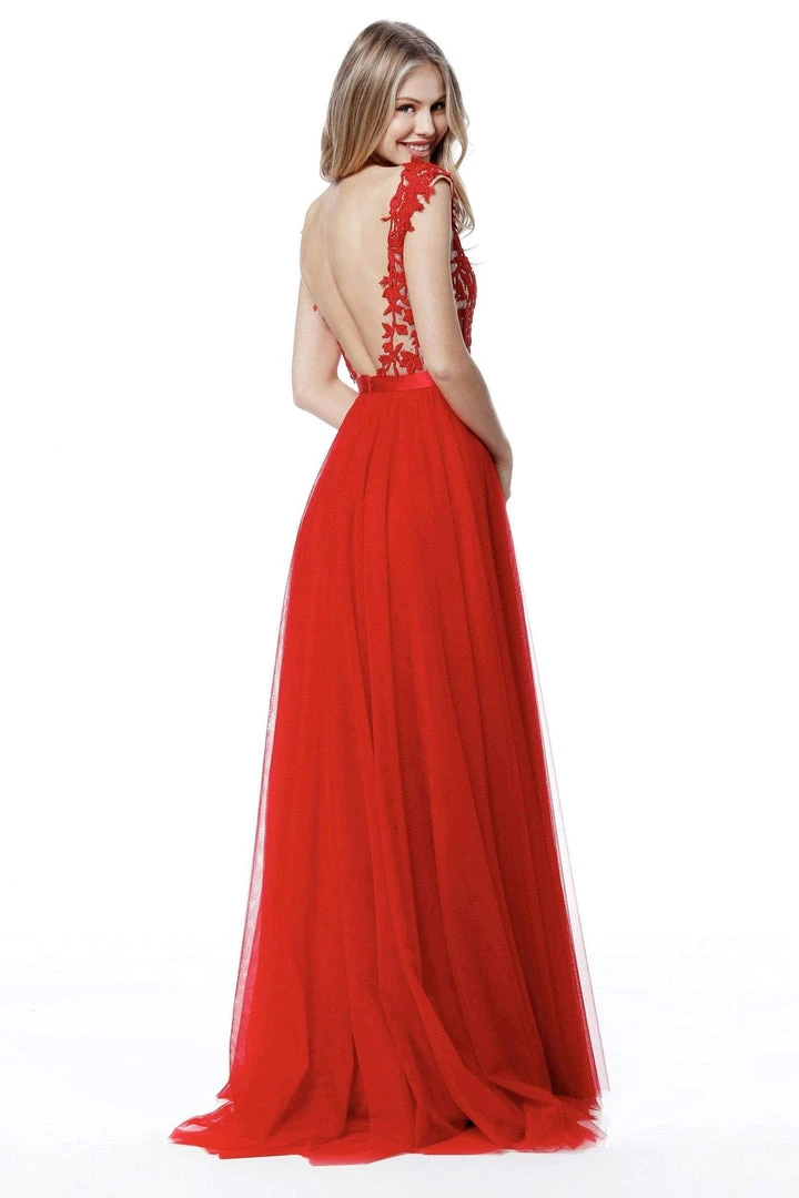 Sherri Hill - 51638 Lace Appliqued Illusion Bodice Long Dress 9 Sherri Hill - 51638 Lace Appliqued Illusion Bodice Long Dress