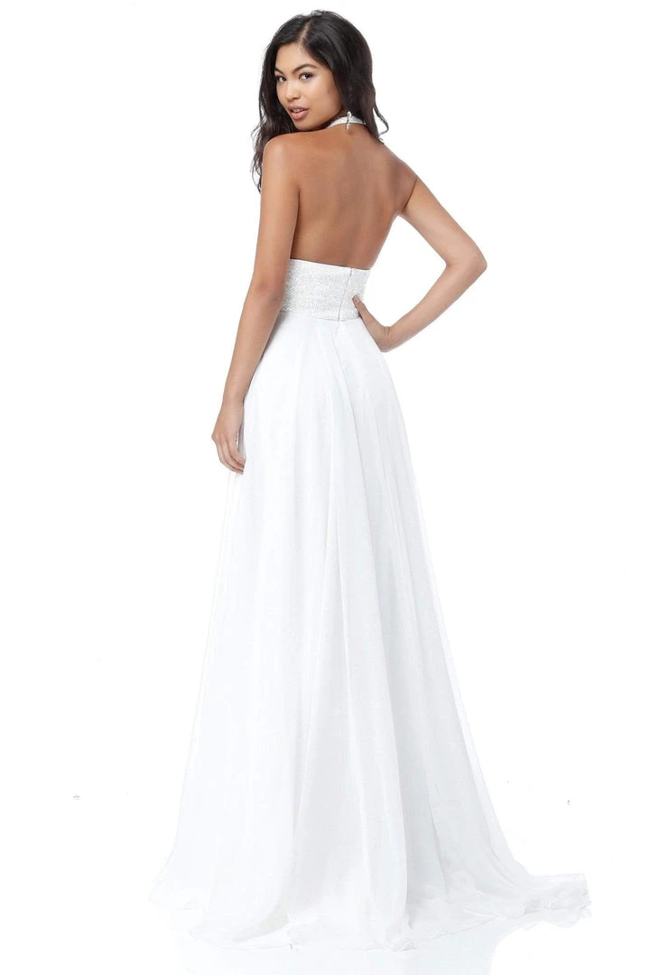 Sherri Hill - 51640 Beaded Deep Halter V-neck Chiffon A-line Dress 6 Sherri Hill - 51640 Beaded Deep Halter V-neck Chiffon A-line Dress