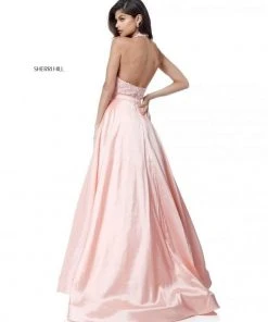 Sherri Hill - 51643 Lace Ornate Halter V Neck Taffeta Ballgown