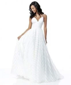 Sherri Hill - 51644 Striped V-Neck A-Line Gown With Train 15 Sherri Hill - 51644 Striped V-Neck A-Line Gown With Train