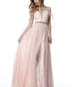 Sherri Hill - 51656 Plunging Off-Shoulder A Line Beaded Dress