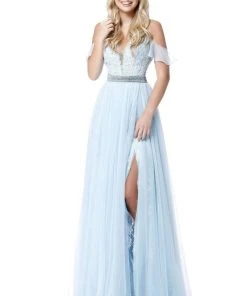 Sherri Hill - 51656 Plunging Off-Shoulder A Line Beaded Dress