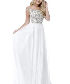 Sherri Hill - 51658 Beaded Off-Shoulder Chiffon A-line Gown