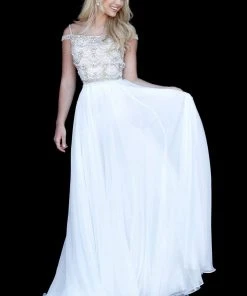 Sherri Hill - 51658 Beaded Off-Shoulder Chiffon A-line Gown