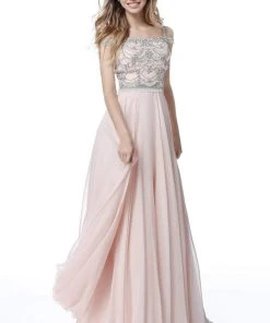 Sherri Hill - 51658 Beaded Off-Shoulder Chiffon A-line Gown