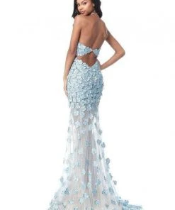 Sherri Hill - 51660 Floral Applique Halter Trumpet Dress