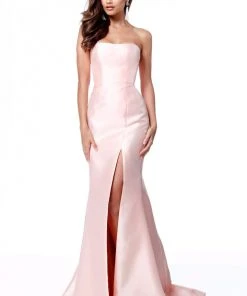 Sherri Hill - 51671 Strapless Taffeta Long Mermaid Dress With Train