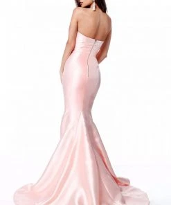 Sherri Hill - 51671 Strapless Taffeta Long Mermaid Dress With Train