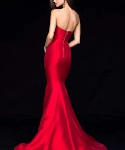 Sherri Hill - 51671 Strapless Taffeta Long Mermaid Dress With Train