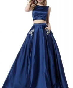 Sherri Hill - 51673 Two Piece Satin Bateau Beaded Ballgown