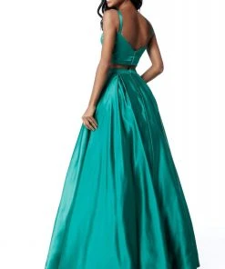 Sherri Hill - 51673 Two Piece Satin Bateau Beaded Ballgown