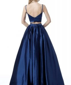 Sherri Hill - 51673 Two Piece Satin Bateau Beaded Ballgown