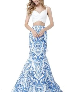 Sherri Hill - 51681 Two Piece Sweetheart Printed Mermaid Dress