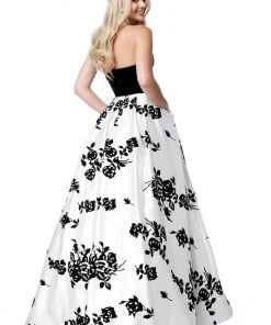 Sherri Hill - 51685 Strapless Velvet Floral Detailed Ballgown