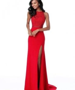 Sherri Hill - 51686 Beaded High Halter Jersey Fitted Dress 8 Sherri Hill - 51686 Beaded High Halter Jersey Fitted Dress